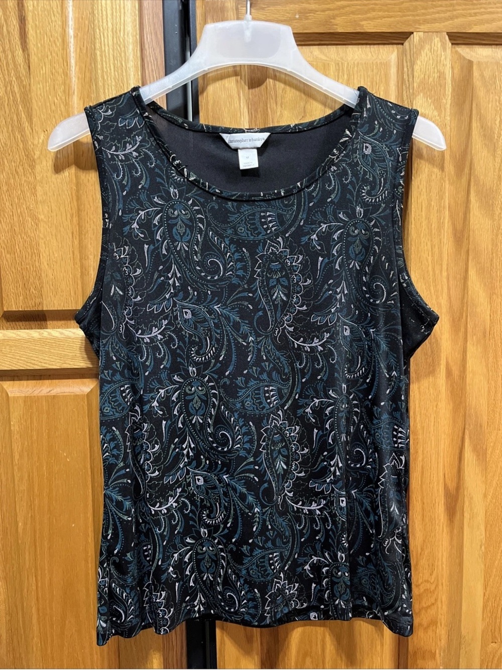 Christopher & Banks Black and Teal Paisley Tank